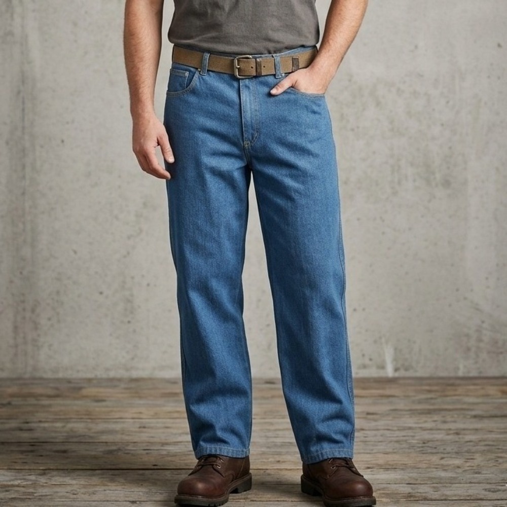 Stanley Fleece Lined Jeans Mens 38x30 Blue Denim Work Pants Rugged Gorpcore